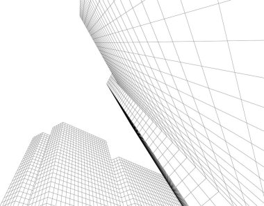 soyut mimari duvar kağıdı gökdelenler tasarım, dijital konsept arkaplan