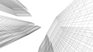 soyut mimari duvar kağıdı gökdelenler tasarım, dijital konsept arkaplan