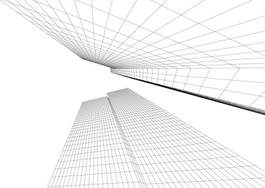 soyut mimari duvar kağıdı gökdelenler tasarım, dijital konsept arkaplan