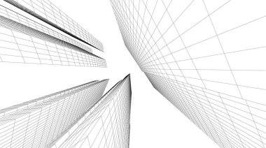 soyut mimari duvar kağıdı gökdelenler tasarım, dijital konsept arkaplan