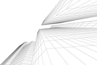 soyut mimari duvar kağıdı gökdelenler tasarım, dijital konsept arkaplan