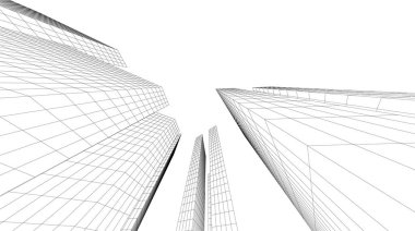 soyut mimari duvar kağıdı gökdelenler tasarım, dijital konsept arkaplan