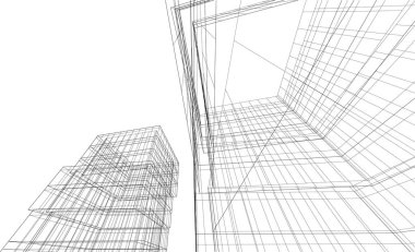 soyut mimari duvar kağıdı gökdelenler tasarım, dijital konsept arkaplan