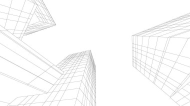 soyut mimari duvar kağıdı gökdelenler tasarım, dijital konsept arkaplan