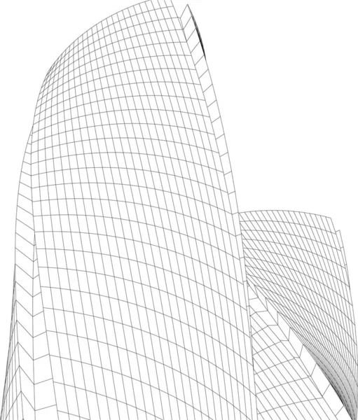 Astratto Disegno Architettonico Grattacieli Carta Parati Sfondo Concetto Digitale — Vettoriale Stock