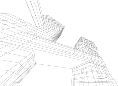 soyut mimari duvar kağıdı gökdelenler tasarım, dijital konsept arkaplan