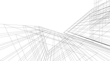 soyut mimari duvar kağıdı gökdelenler tasarım, dijital konsept arkaplan