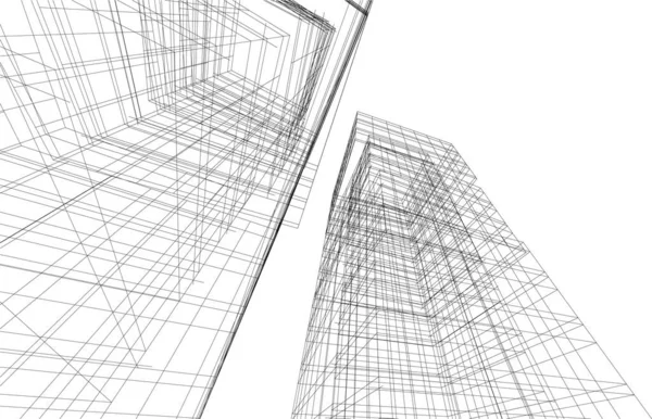 Abstract Architectonisch Behang Wolkenkrabbers Ontwerp Digitaal Concept Achtergrond — Stockvector