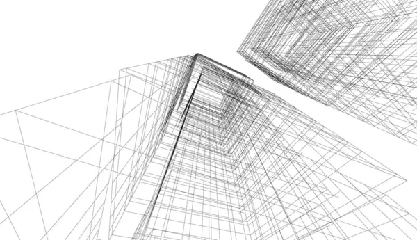 Abstrakcyjny Projekt Tapety Architektonicznej Drapacze Chmur Cyfrowe Tło Koncepcyjne — Wektor stockowy