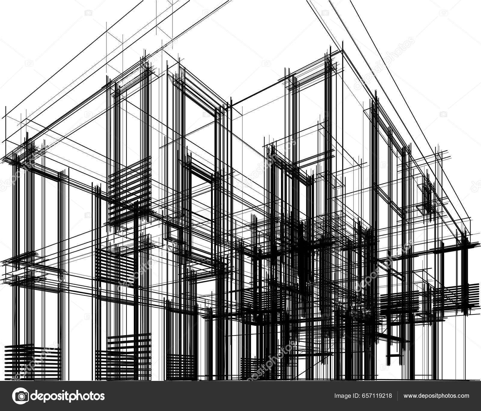 House Building Architectural Drawing Vector Illustration Stock Vector by ©YuriyA 657119218