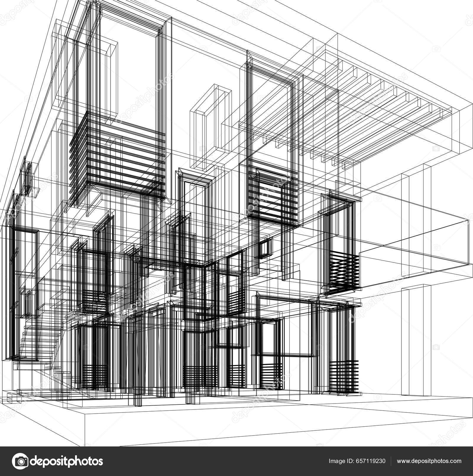 Ház Épület Építészeti Rajz Vektor Illusztráció Stock Vektor: ©YuriyA ...