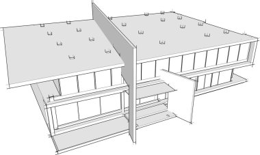 Ev yapımı mimari çizim vektörü illüstrasyonu