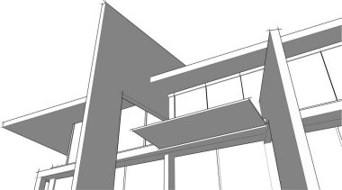 Ev yapımı mimari çizim vektörü illüstrasyonu
