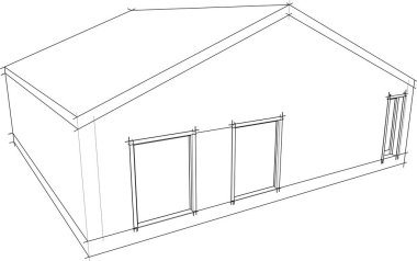Ev yapımı mimari çizim vektörü illüstrasyonu