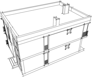 Ev yapımı mimari çizim vektörü illüstrasyonu