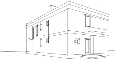 Ev yapımı mimari çizim vektörü illüstrasyonu