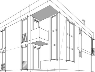 Ev yapımı mimari çizim vektörü illüstrasyonu