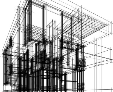 Ev yapımı mimari çizim vektörü illüstrasyonu