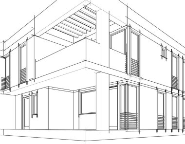 Ev yapımı mimari çizim vektörü illüstrasyonu