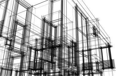 Ev yapımı mimari çizim vektörü illüstrasyonu