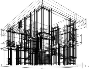 Ev yapımı mimari çizim vektörü illüstrasyonu