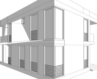 Ev yapımı mimari çizim vektörü illüstrasyonu