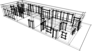 Ev yapımı mimari çizim vektörü illüstrasyonu