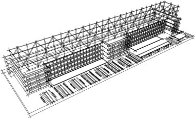 Ev yapımı mimari çizim vektörü illüstrasyonu