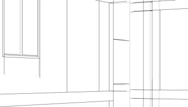 Ev yapımı mimari çizim vektörü illüstrasyonu