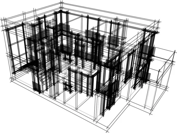 Ház Épület Építészeti Rajz Vektor Illusztráció — Stock Vector