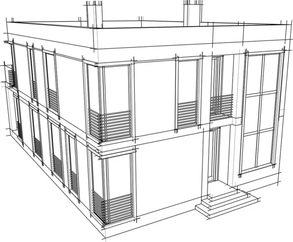 Σπίτι Κτίριο Αρχιτεκτονική Σχέδιο Διάνυσμα Εικονογράφηση — Διανυσματικό Αρχείο