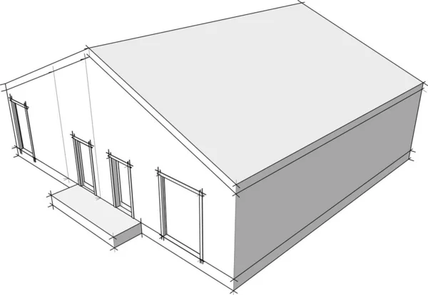 Edifício Casa Desenho Arquitetônico Ilustração Vetorial — Vetor de Stock