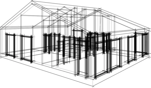 Dom Budowa Architektoniczny Rysunek Wektor Ilustracja — Wektor stockowy