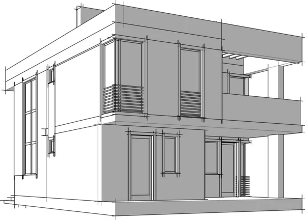 房屋建筑设计图矢量插图 — 图库矢量图片