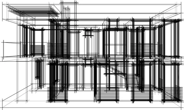 Architektonická Kresba Domu Vektorová Ilustrace — Stockový vektor