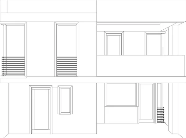 房屋建筑设计图矢量插图 — 图库矢量图片