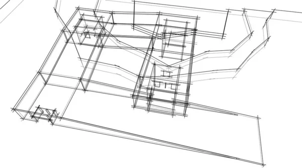 Hus Bygning Arkitektonisk Tegning Vektor Illustration – Stock-vektor