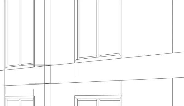 Bâtiment Maison Dessin Architectural Illustration Vectorielle — Image vectorielle