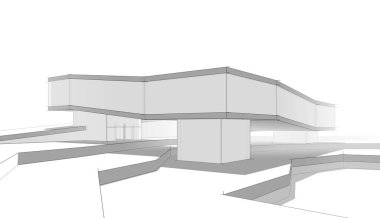 Binanın mimari 3d çizim çizim ev