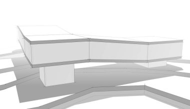 Binanın mimari 3d çizim çizim ev