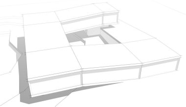 Binanın mimari 3d çizim çizim ev