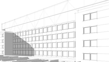 Binanın mimari 3d çizim çizim ev