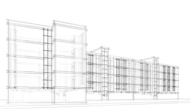 Binanın mimari 3d çizim çizim ev