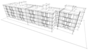 Binanın mimari 3d çizim çizim ev