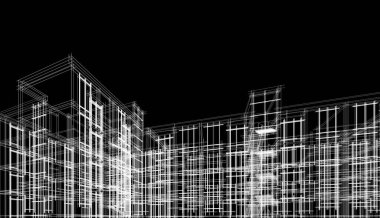 Binanın mimari 3d çizim çizim ev