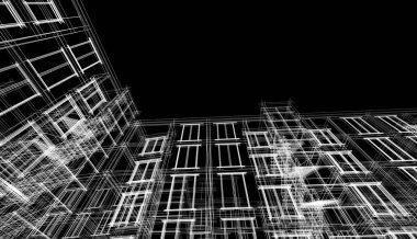 Binanın mimari 3d çizim çizim ev