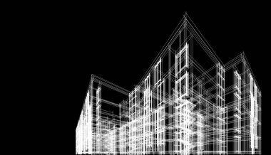 Binanın mimari 3d çizim çizim ev