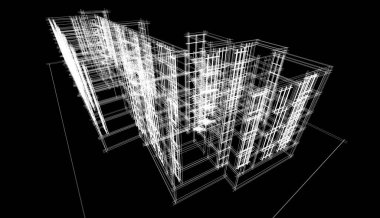 Binanın mimari 3d çizim çizim ev