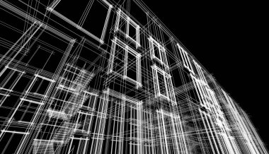 Binanın mimari 3d çizim çizim ev