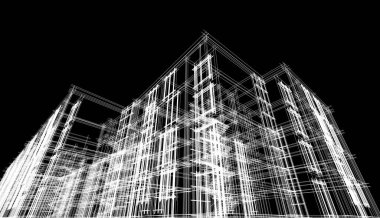 Binanın mimari 3d çizim çizim ev